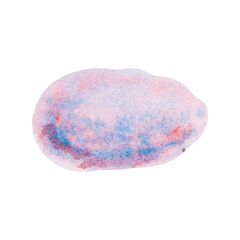Watercolor illustration of a smooth sea stone in soft pastel tones of pink, blue and lilac. Resembles a pebble from the beach or underwater world. Great for marine themes, crafts, children s projects.