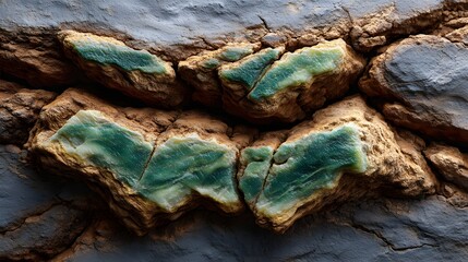 Natural edge marble sheet in green with earthy tones, with natural gradients and variations