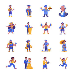 Set of Flat Style Diverse People Illustrations 

