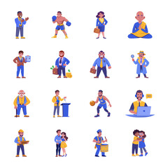 Collection of Flat Style People Character Illustrations 

