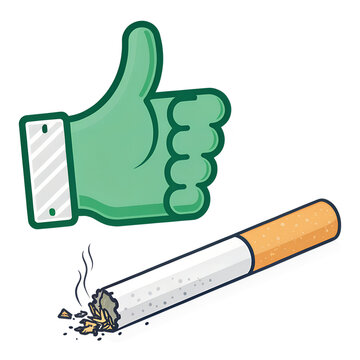Thumbs Up with Cigarette Being Rejected