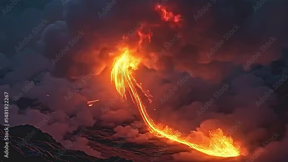Aufkleber scene of fiery vortex heart-shaped structure made entirely of glowing orange flames. it appears to s