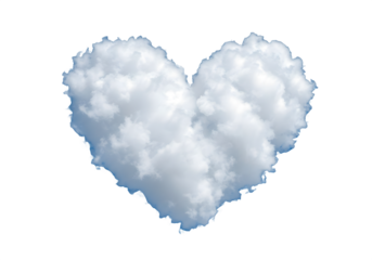 fluffy heart shaped blur cloud realistic isolated on transparent background Generative Ai.
