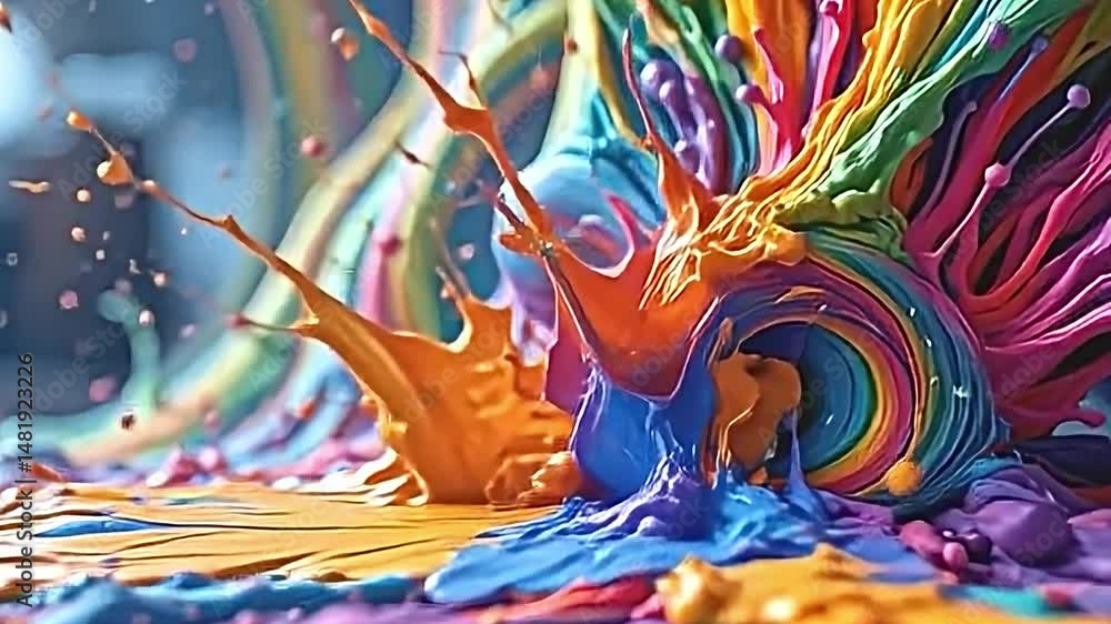 Fototapete vibrant dynamic visual composition that blends swirling colorful sphere flowing multicolored streams