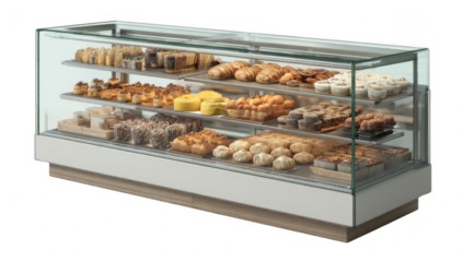 Bakery showcase transparent mockup isolated png with no background.