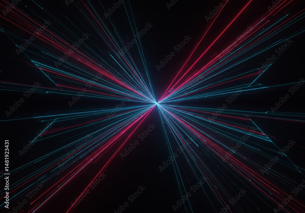 Poster abstract background red blue particle lines