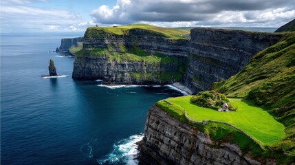 Irish coastline cliffs and ocean view