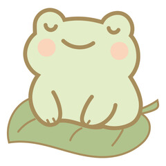 Kawaii Frog Sitting on Lily Pad