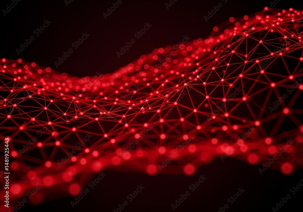 Aufkleber abstract background red network technology 3d