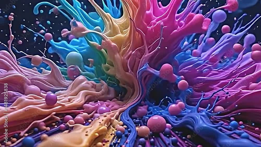 Aufkleber an abstract vibrant dynamic visual composition. it features swirling explosion of colors including b