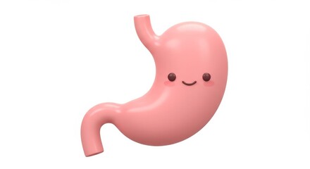 Adorable 3D Render of a Happy Stomach Organ Illustration