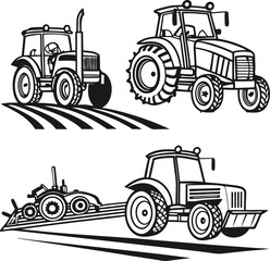 Tractor & Bus Icons set