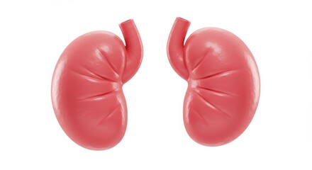 Human Kidney Pair: Anatomical Model, Detailed 3D Render, Medical Illustration