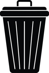 Trash Can silhouettes Icon , Minimal Garbage Bin Vector Illustration. 