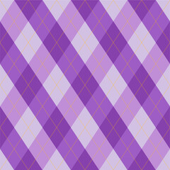 Purple Halloween argyle pattern with seamless diamond shapes in black and orange. Perfect for spooky fabric, seasonal packaging, Halloween party decor, and digital backgrounds.