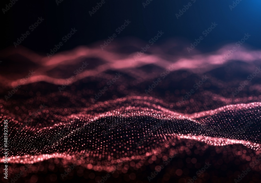 Poster abstract background red wavy particle design