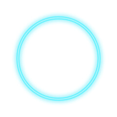 Neon laser circle, glowing ring with light. Blue ray circular with light effect. Techno futuristic impulse circle isolated on transparent background. Vector illustration 