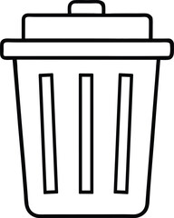 Trash Can Icon Outline, Minimal Garbage Bin Vector Illustration. 