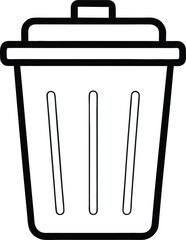 Trash Can Icon Outline, Minimal Garbage Bin Vector Illustration. 