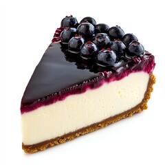 Delicious slice of blueberry cheesecake dessert.