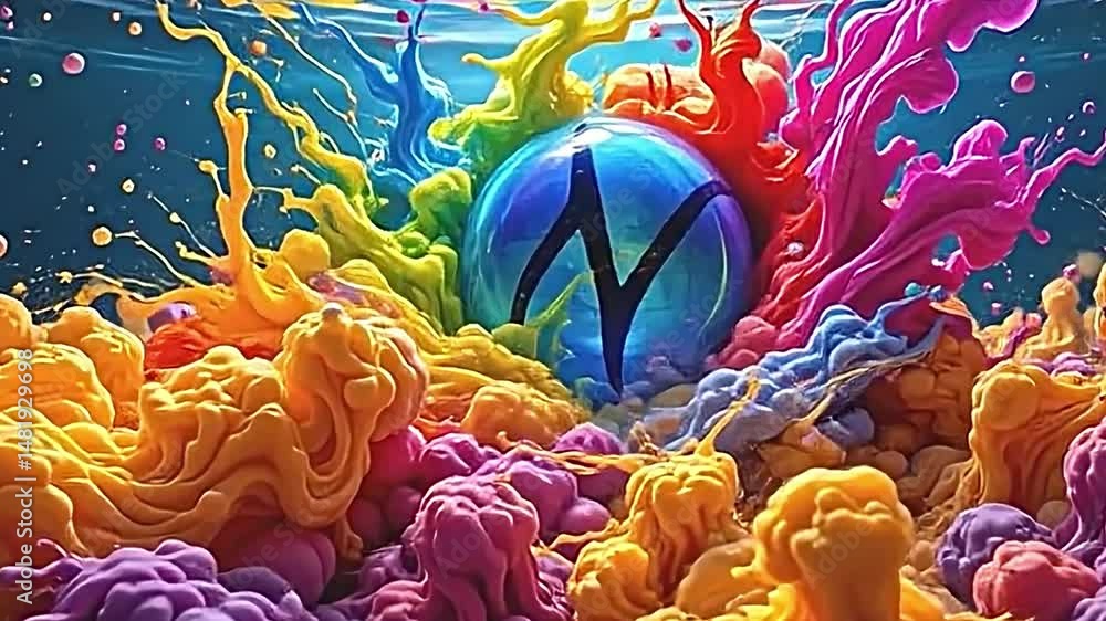 Fototapete vibrant dynamic scene filled swirling colorful liquids that appear to motion creating abstract surre