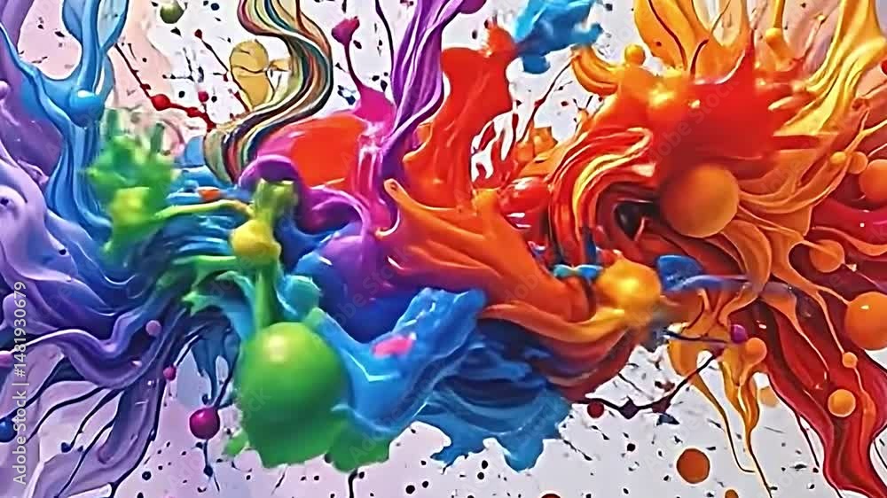 Fototapete vibrant dynamic visual composition featuring swirling colorful explosion of liquid-like shapes. cent