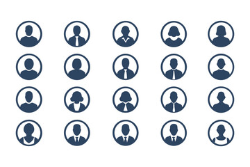 Minimalistic User Profile Avatar Icons Set. Flat Design Profile Silhouettes Featuring Male and Female Figures vector illustration.