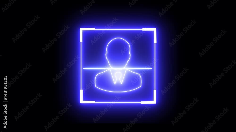 Aufkleber neon man scanner icon animation. animated barcode or qr code scanner, qr code scanner animation, sca
