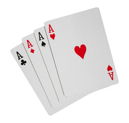 four aces on white isolated element
