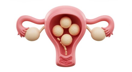3D illustration of a uterus with multiple embryos during early pregnancy stages