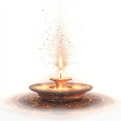Elegant lamp illuminating with golden sparks.
