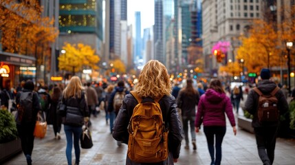 A city scene with pedestrians moving at various speeds, creating a fascinating play of focus and blur.