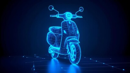 Futuristic Electric Scooter in Blue Digital Design with Glowing Data Connections - Powered by Adobe