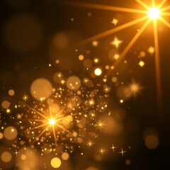 Obraz premium Beautiful sparks shine with special light. The dust sparks and golden stars shine with special light. Christmas Abstract stylish light effect.