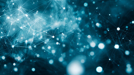 Fototapeta premium Intricate Blue Network of Interconnected Dots and Lines, Digital Abstraction