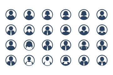 Minimalistic User Profile Avatar Icons Set. Flat Design Profile Silhouettes Featuring Male and Female Figures vector illustration.