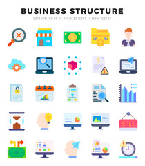 Business Structure Icon Pack 25 Vector Symbols for Web Design.