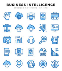 Vector icons set of Business Intelligence. Two Color style Icons.
