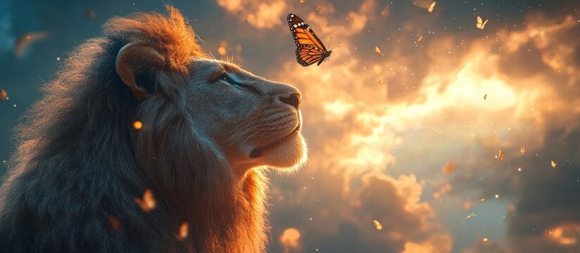 Lion and Butterfly in Sky