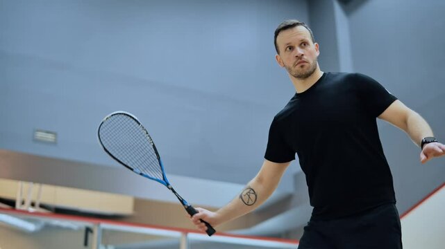 Slow motion squash training captures intensity and form of technical shot