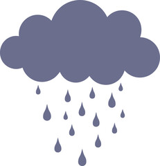 Rainy cloud silhouette icon isolated on white background.