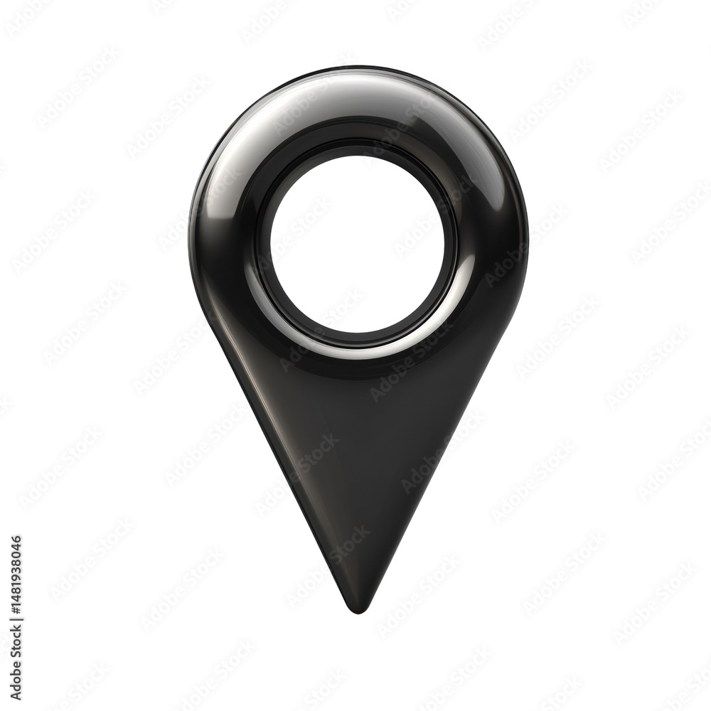 Aufkleber sleek dark metallic pointer glossy 3d location marker against black on transparent background