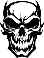 A Black Skull Vector Art Illustration. 