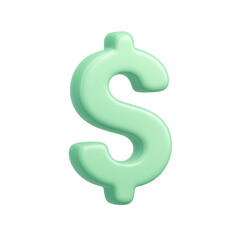 Dollar Sign Icon: A modern, three-dimensional representation of the dollar sign, showcasing its iconic form and symbolizing wealth, finance, and economic concepts.