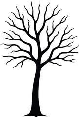 Silent Winter Tree Vector Art Illustration. 