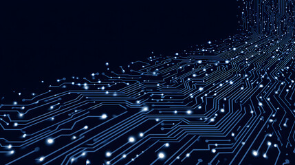Futuristic minimalism with blue backdrop and white circuit board line patterns for sleek technology aesthetic
