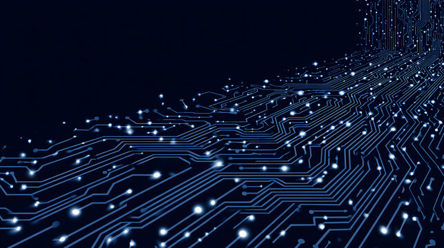 Futuristic minimalism with blue backdrop and white circuit board line patterns for sleek technology aesthetic
