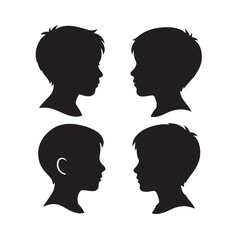 boy side profile faces silhouette bundle