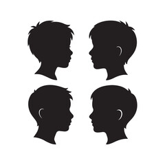 Fototapeta premium boy side profile faces silhouette set