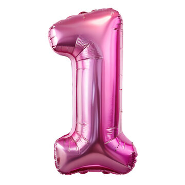 Number 1 foil balloon in soft pink shine
